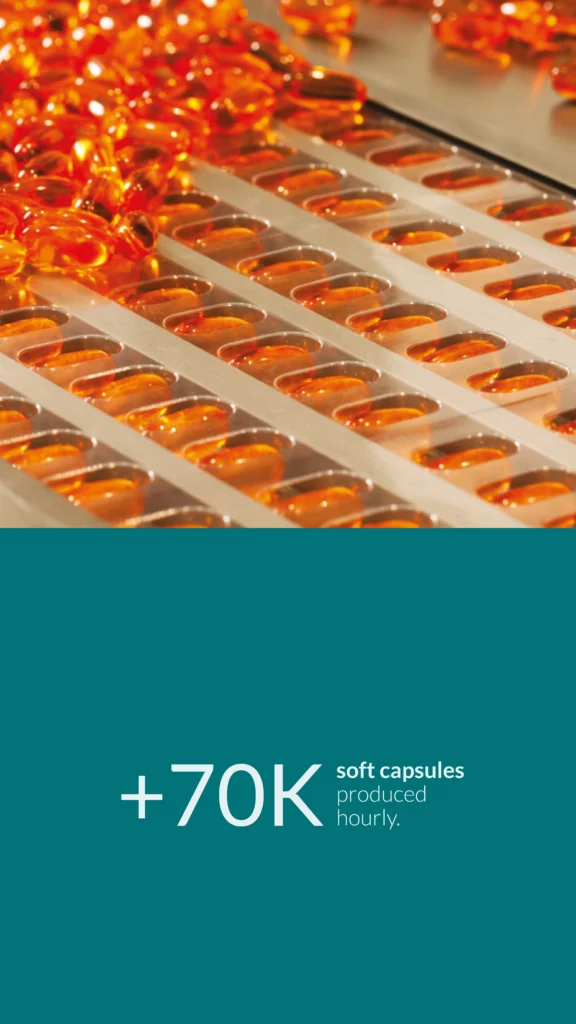 +70K soft capsules produced hourly. 